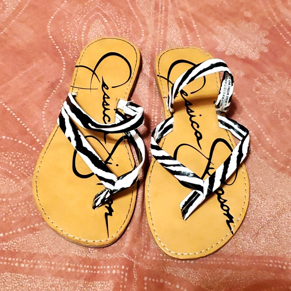 Jessica Simpson Collection Girl's Black & White Zebra Sandals
